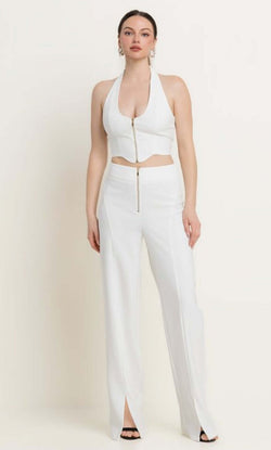 Zipper Detail Vest and Pants Set