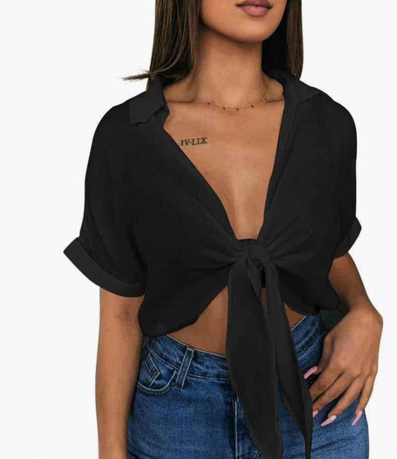 Loose Fit V-Neck Batwing Sleeve Top