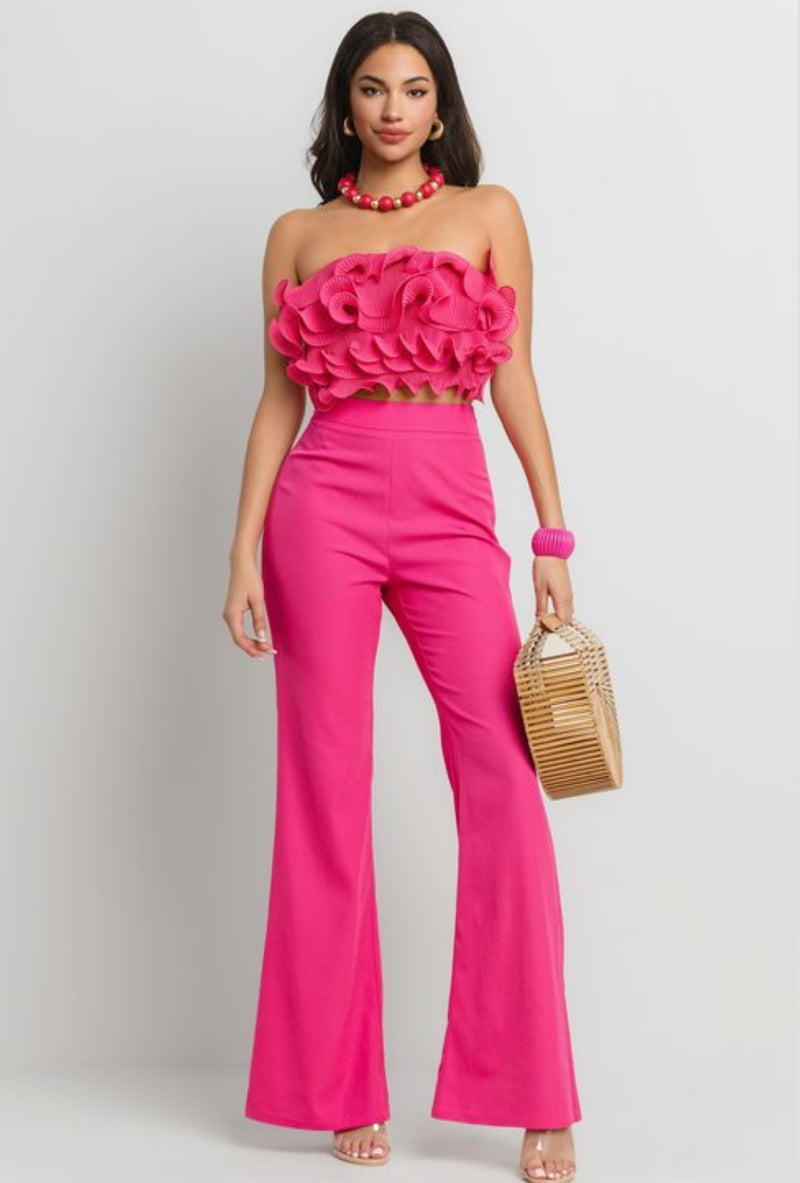 Ruffle Tube Top and Matching Pants Set