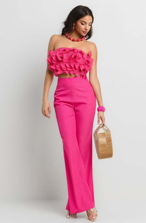 Ruffle Tube Top and Matching Pants Set