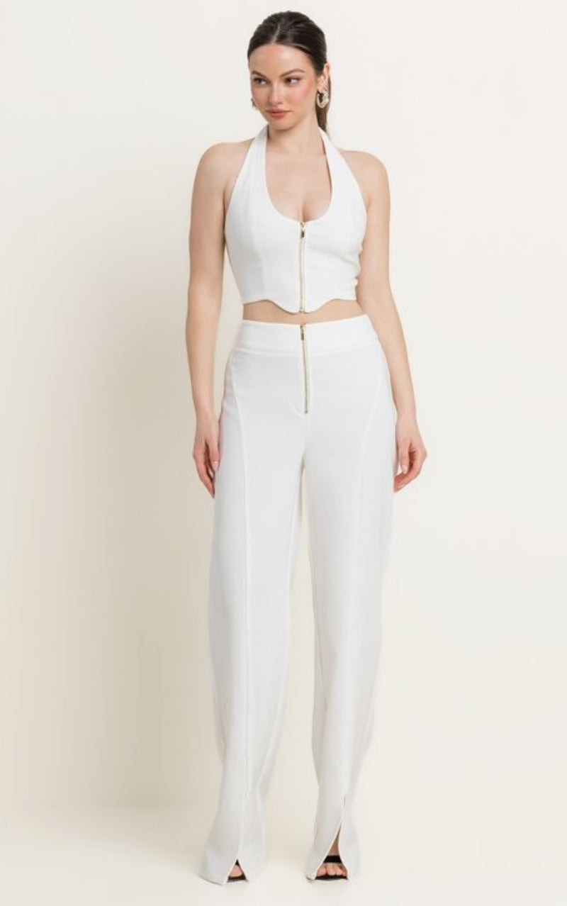 Zipper Detail Vest and Pants Set