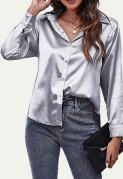 Chic Solid Long Sleeve Button - Up Shirt - Stile boutique