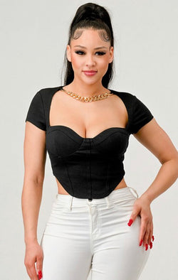 Luxe Gold Chain Necklace Sweetheart Bustier Top