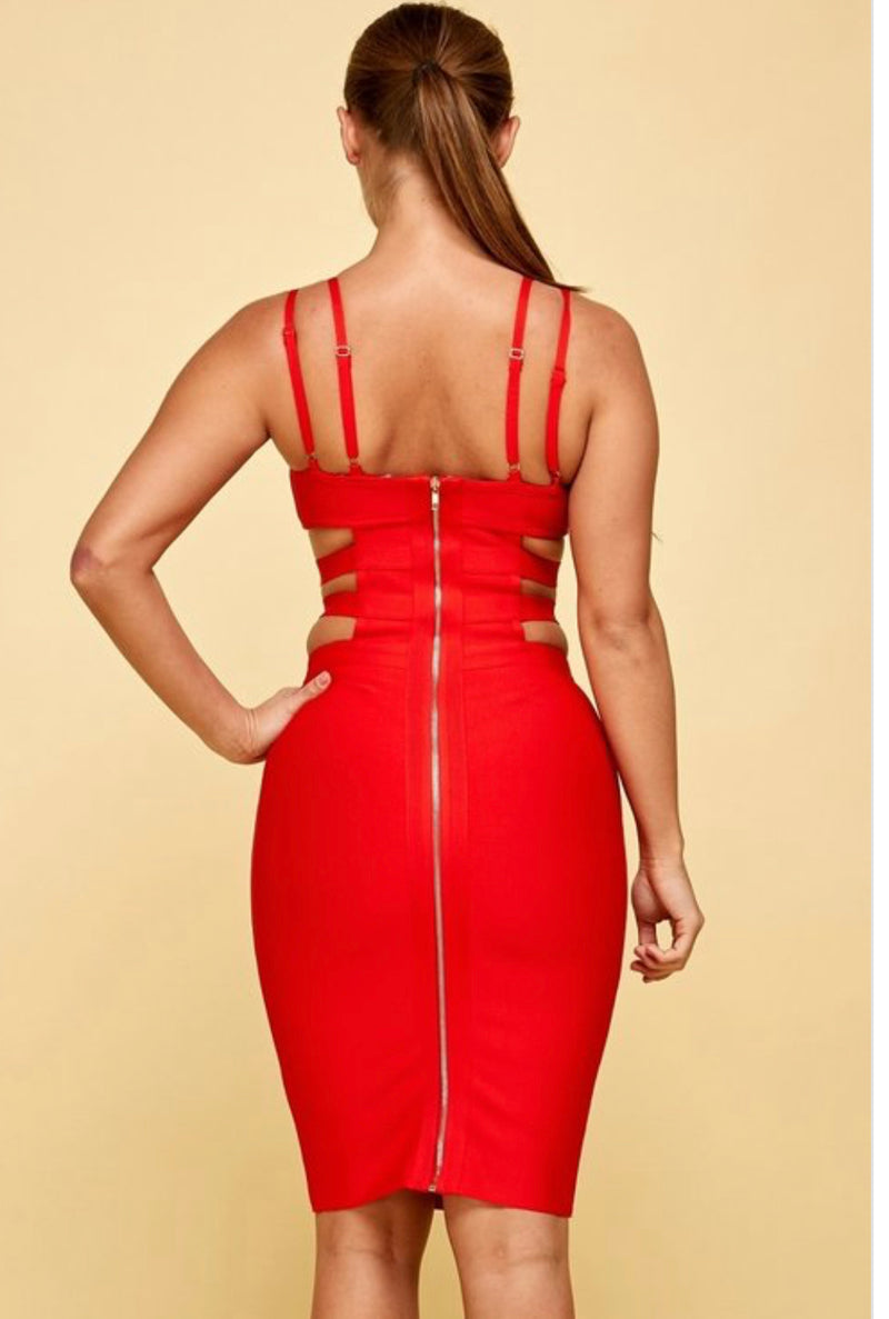 Front Belt Bandage Bodycon Dress