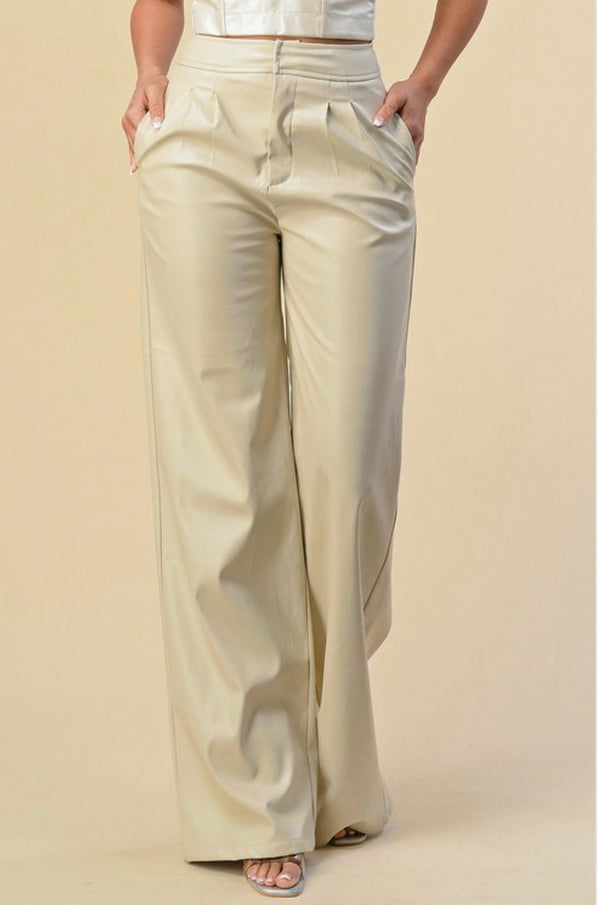 Faux Leather Straight Leg Pants - Chic and Edgy