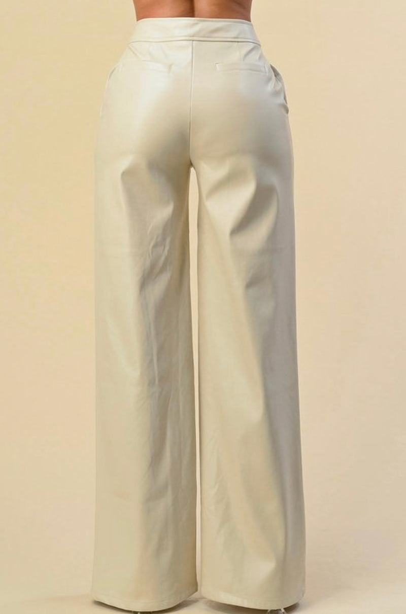 Faux Leather Straight Leg Pants - Chic and Edgy