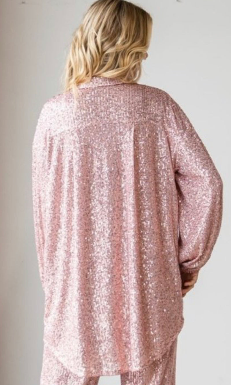 Women's Sequins Shirt Dress Jacket