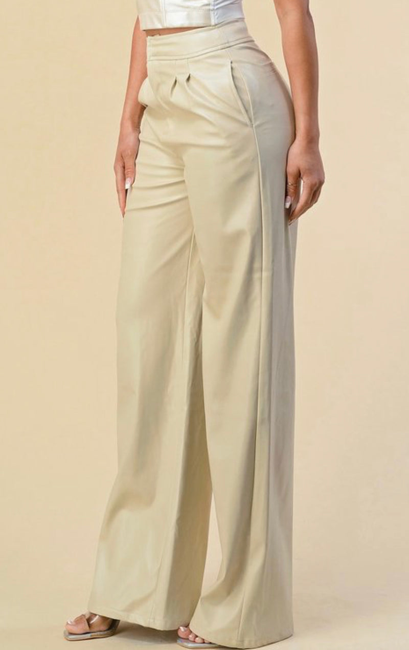 Faux Leather Straight Leg Pants - Chic and Edgy