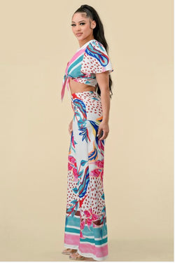 Floral Print Pants Set with Stylish Multi-Colored Design