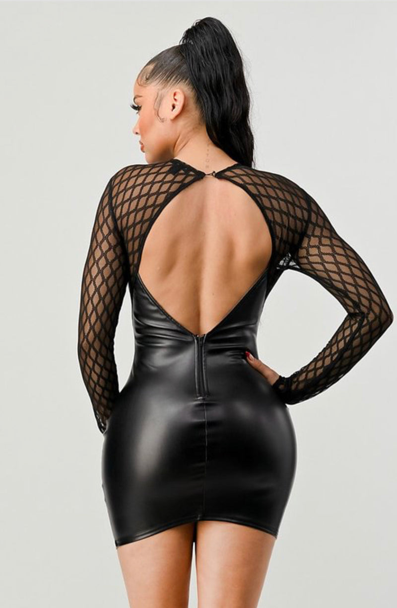 Sexy PU Bodycon Mini Dress