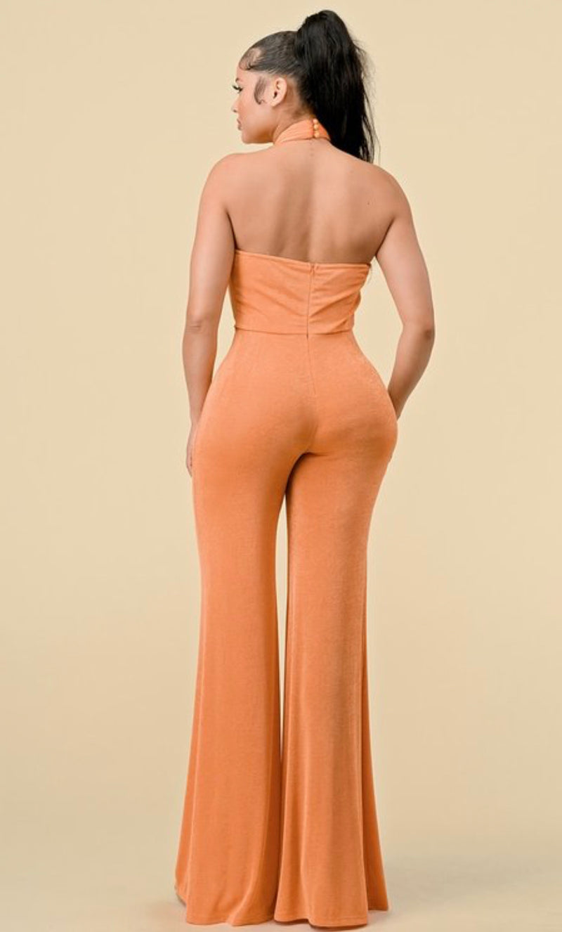 Neck Flower Jumpsuit - Elegant and Comfortable