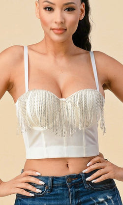 Rhinestone Fringe Top Bustier - Glamorous and Stylish