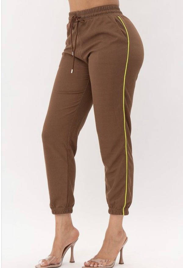 Texturized Joggers with Side Color Stripe