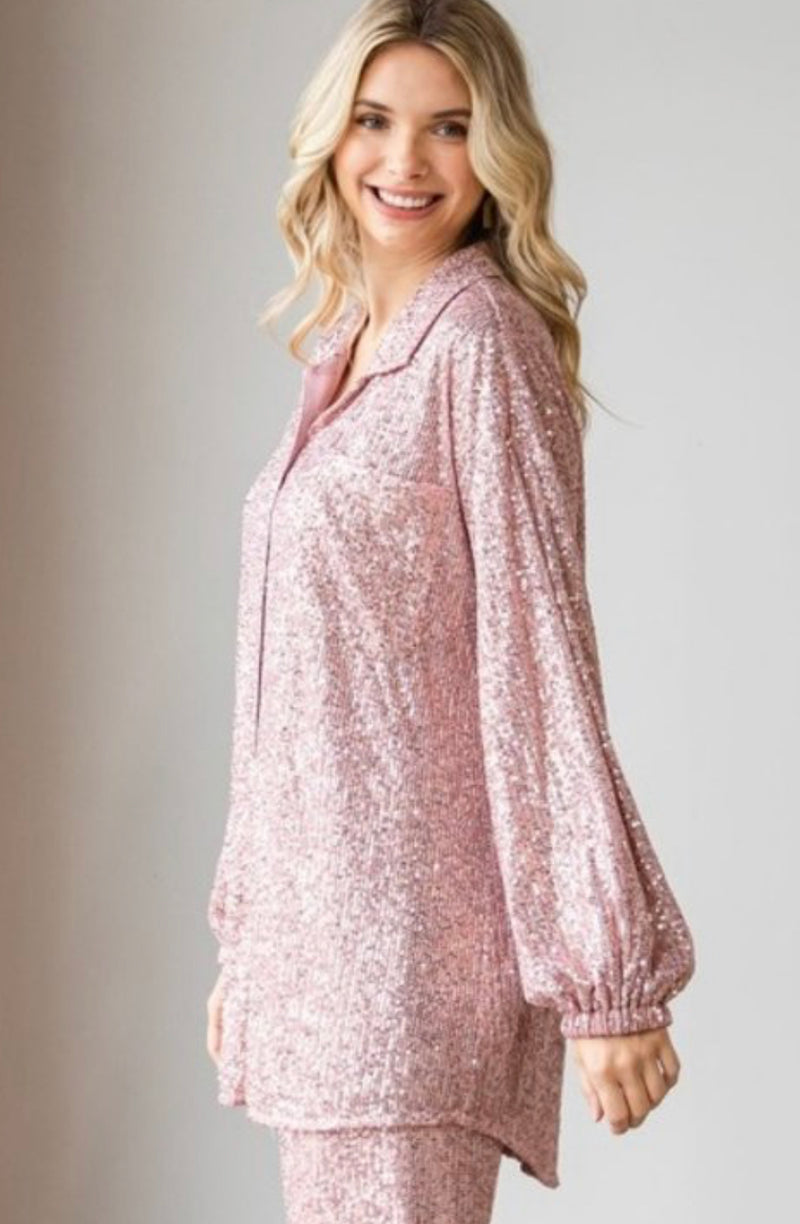 Women's Sequins Shirt Dress Jacket