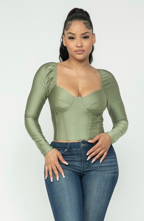 Shiny Yoga Fabric Corset Crop Top