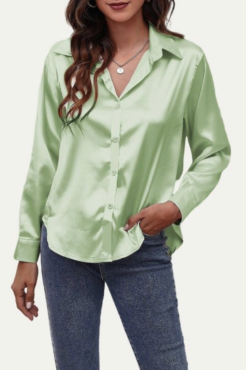 Elegant Long Sleeve Button-Up Shirt